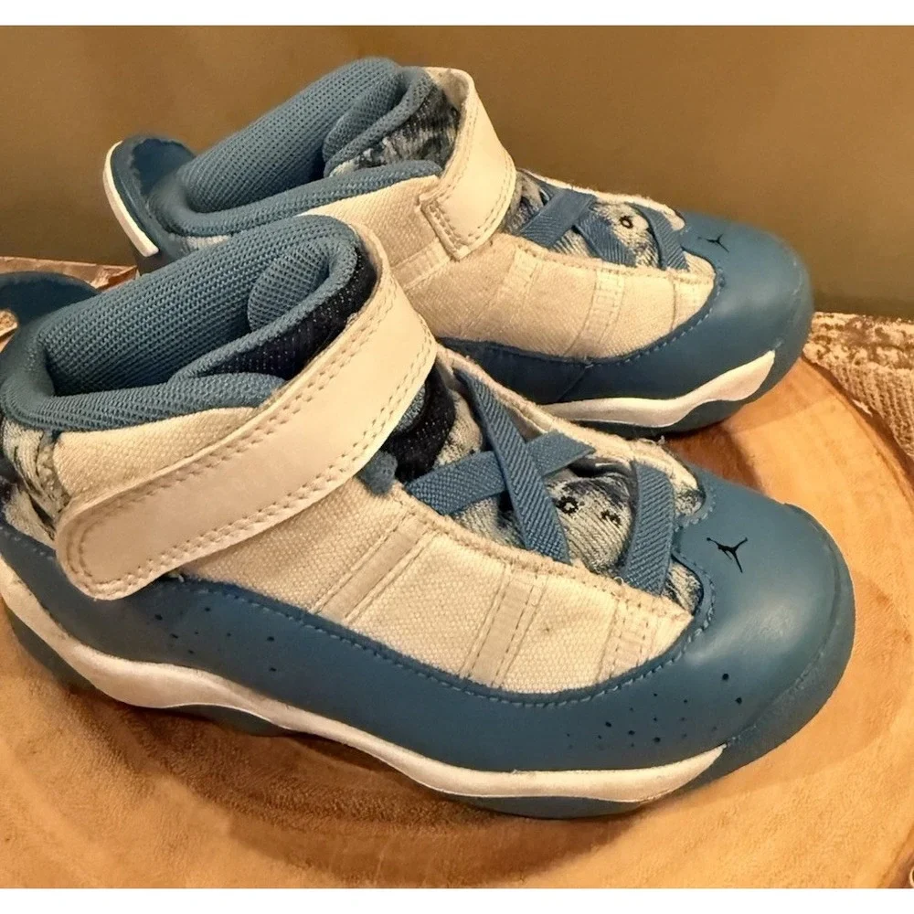 Jordan 6 Rings Tennis Shoes Toddler Size 10C Blue White Dutch‎ DM8954-100 VGUC